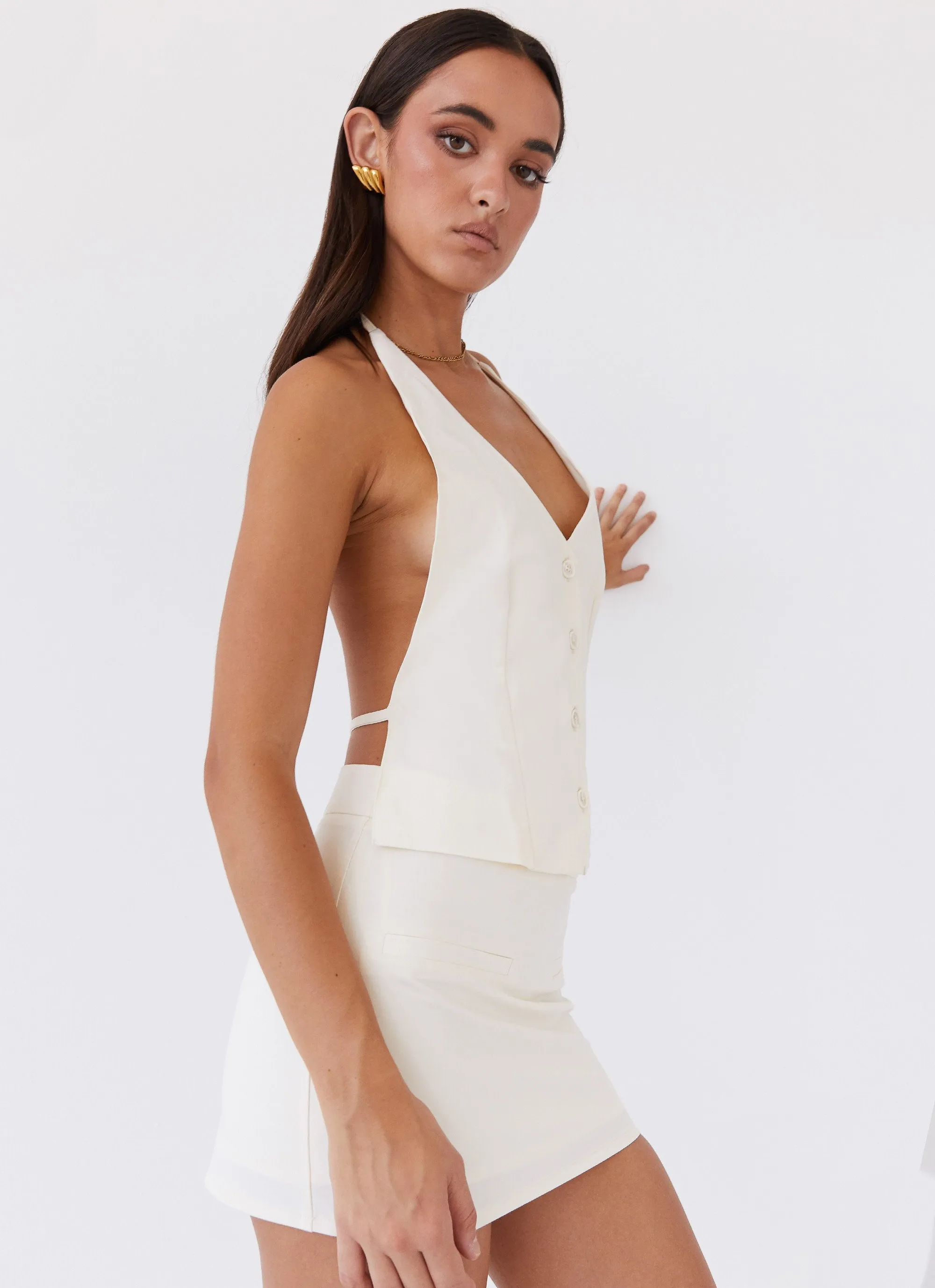 Sarah Halterneck Vest Top - Ivory sold by Peppermayo product image thumbnail 4
