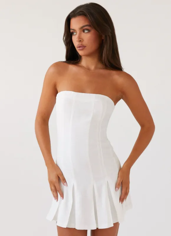 Saving Hearts Linen Mini Dress - White sold by Peppermayo