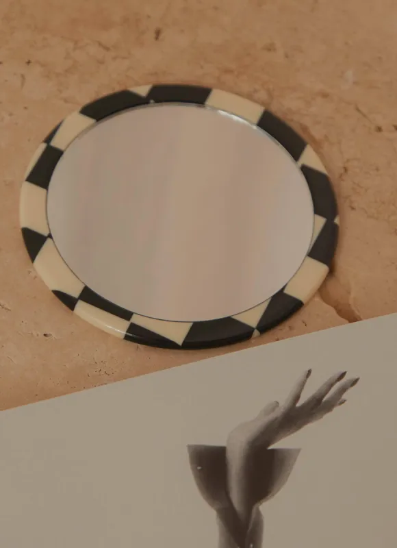 Irina Mini Hand Mirror - Black and white Check made by Peppermayo