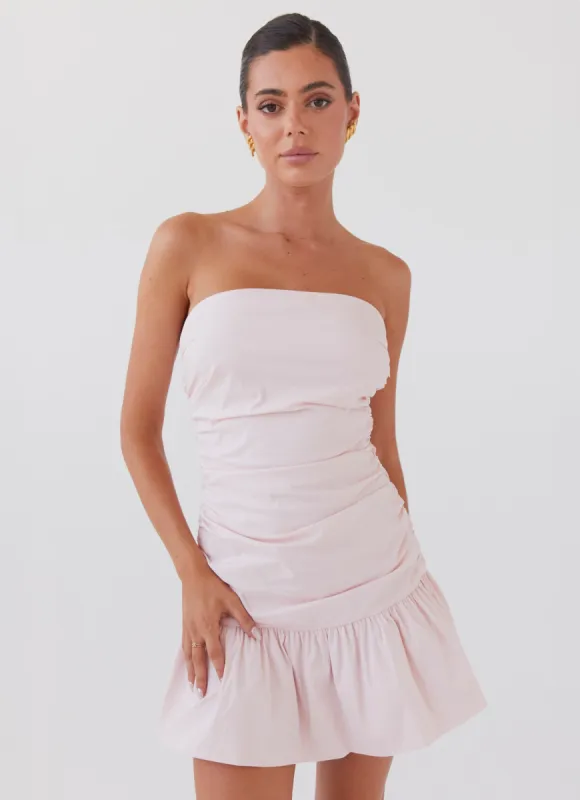 Dear Taylor Ruched Mini Dress - Pink Cloud sold by Peppermayo