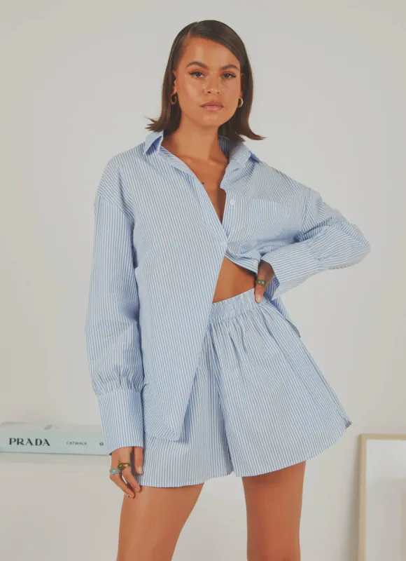 Wanderer Oversized Shirt - Blue & White Stripe sold by Peppermayo