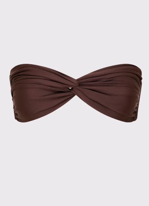 Delta Bandeau Bikini Top - Brown sold by Peppermayo