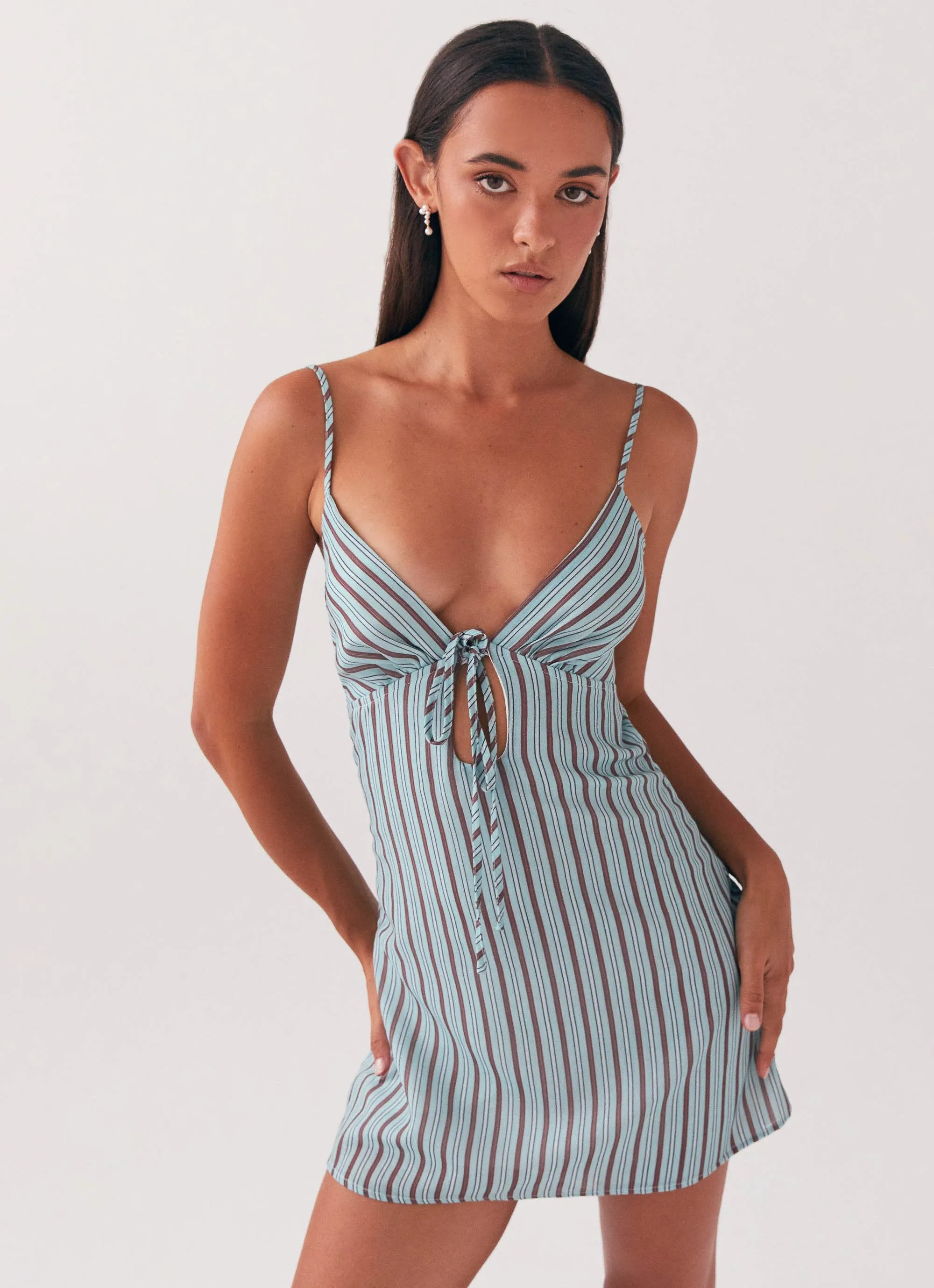 Flora Linen Mini Dress - Coastal Stripe sold by Peppermayo product image thumbnail 4