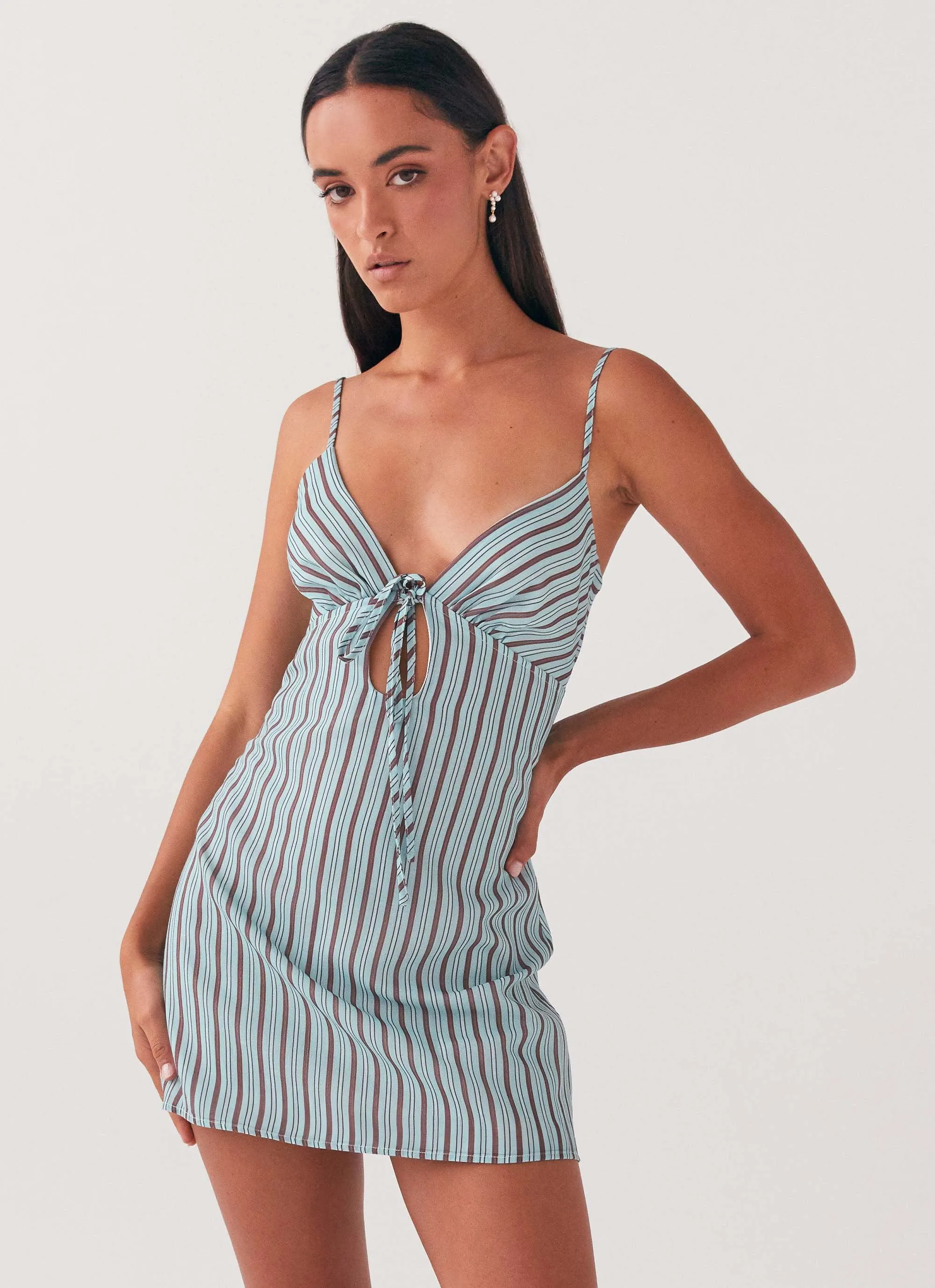 Flora Linen Mini Dress - Coastal Stripe sold by Peppermayo product image thumbnail 5