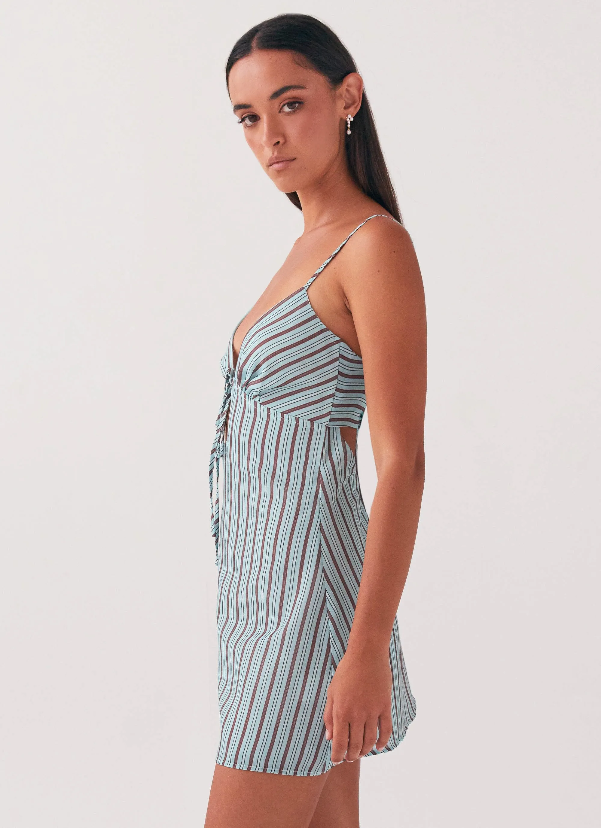 Flora Linen Mini Dress - Coastal Stripe sold by Peppermayo product image thumbnail 2