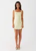 Odette Satin Mini Dress - Yellow sold by Peppermayo