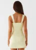 Odette Satin Mini Dress - Yellow sold by Peppermayo