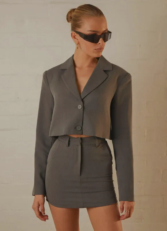 Mariah Cropped Blazer - Charcoal sold by Peppermayo