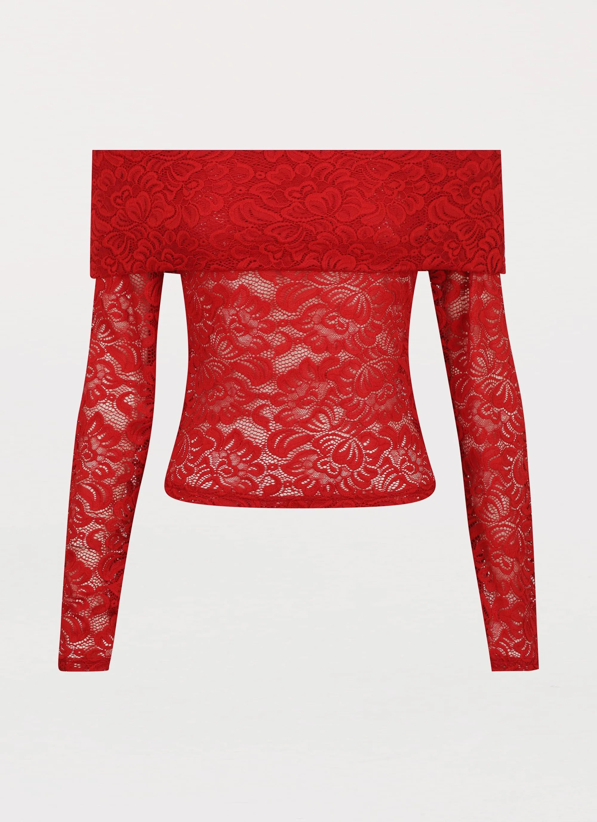 Zephyra Lace Long Sleeve Top - Red sold by Peppermayo product image thumbnail 3