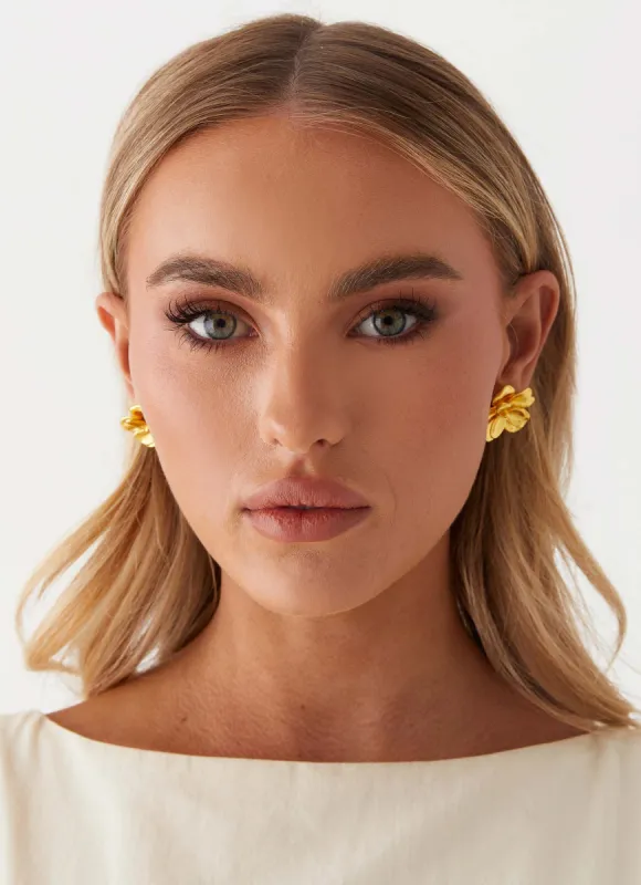Bold Rosette Earrings - Gold sold by Peppermayo