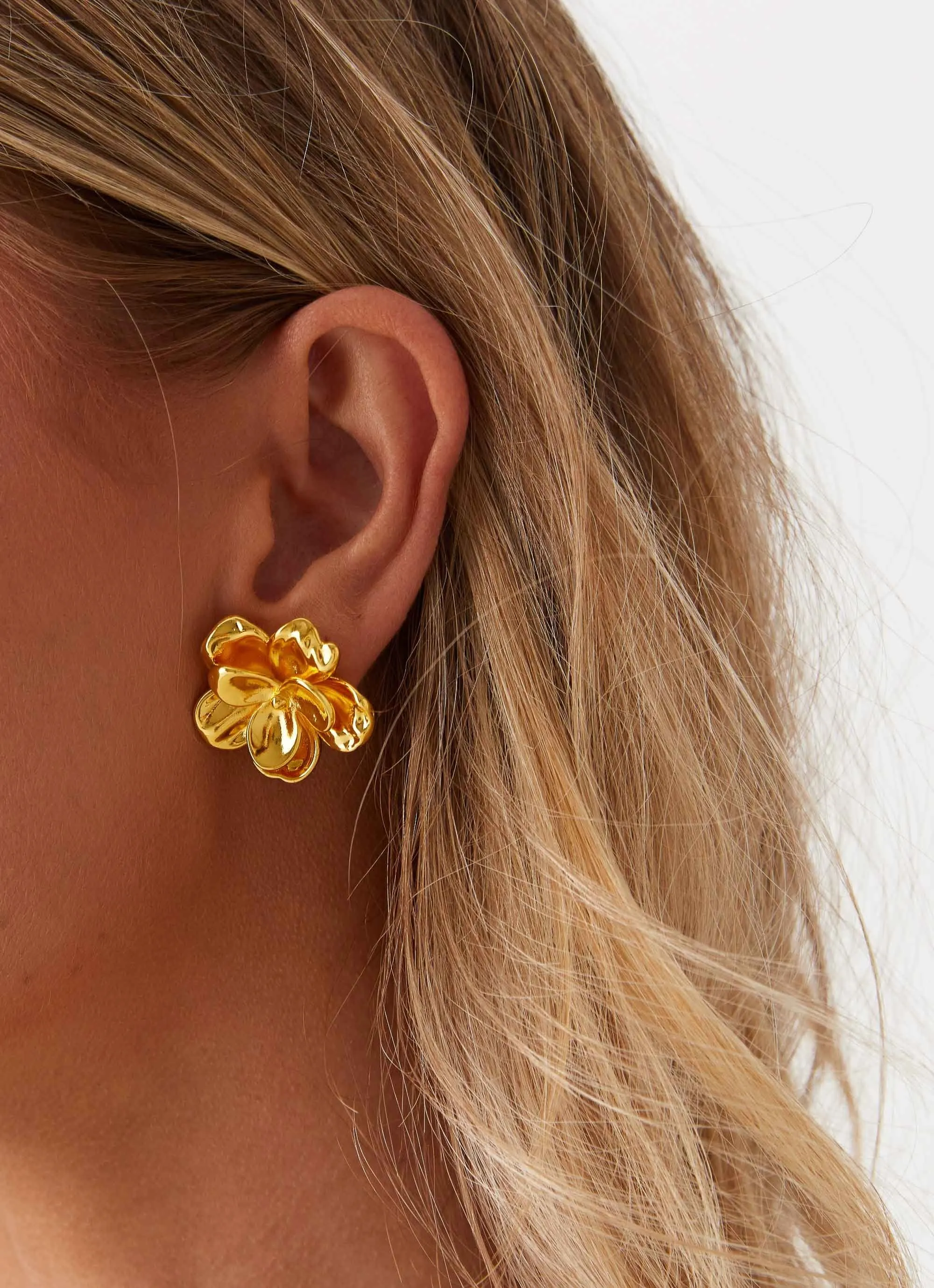 Bold Rosette Earrings - Gold sold by Peppermayo product image thumbnail 3