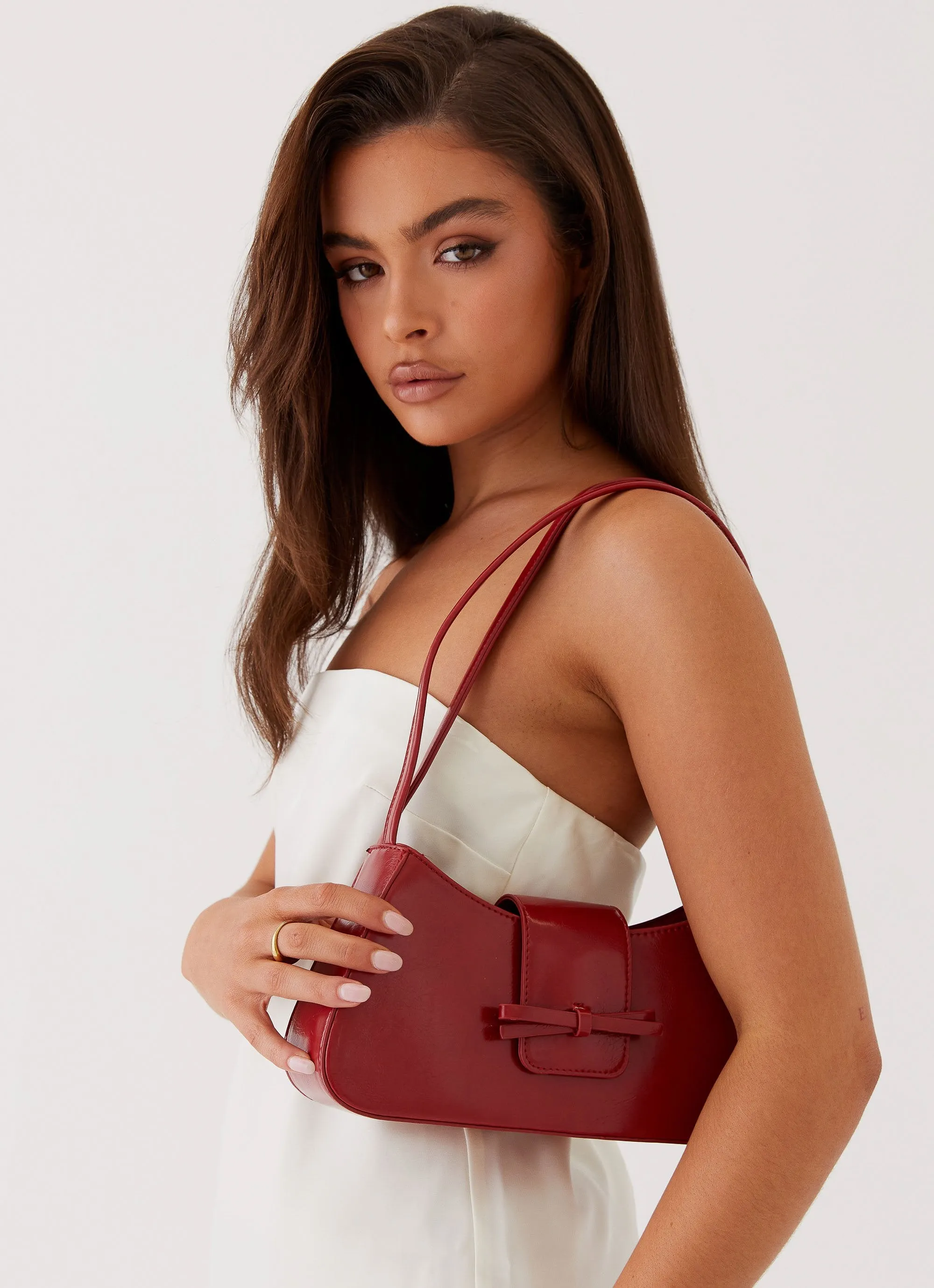 Cara Bow Shoulder Bag - Red sold by Peppermayo
