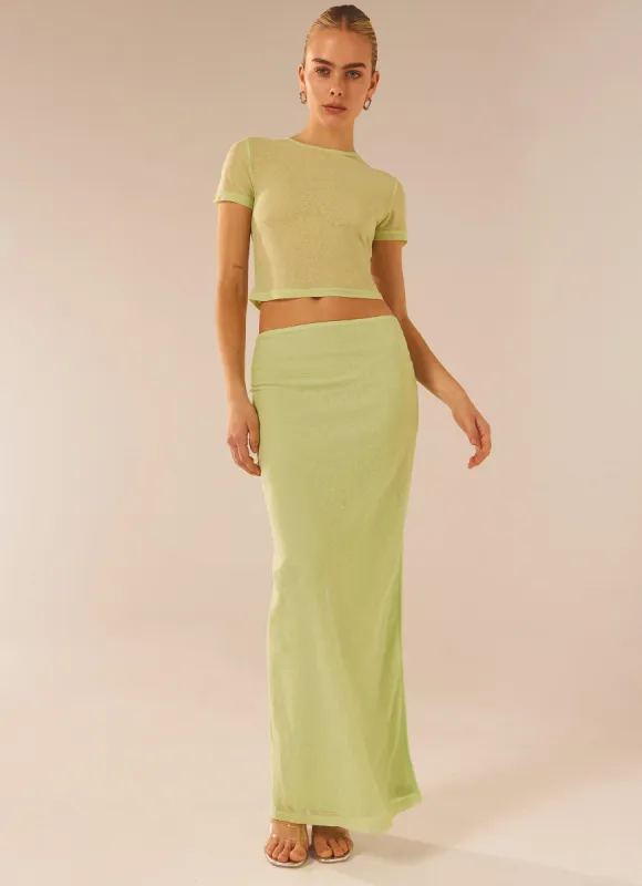 Just Like Magic Maxi Skirt - Lime sold by Peppermayo