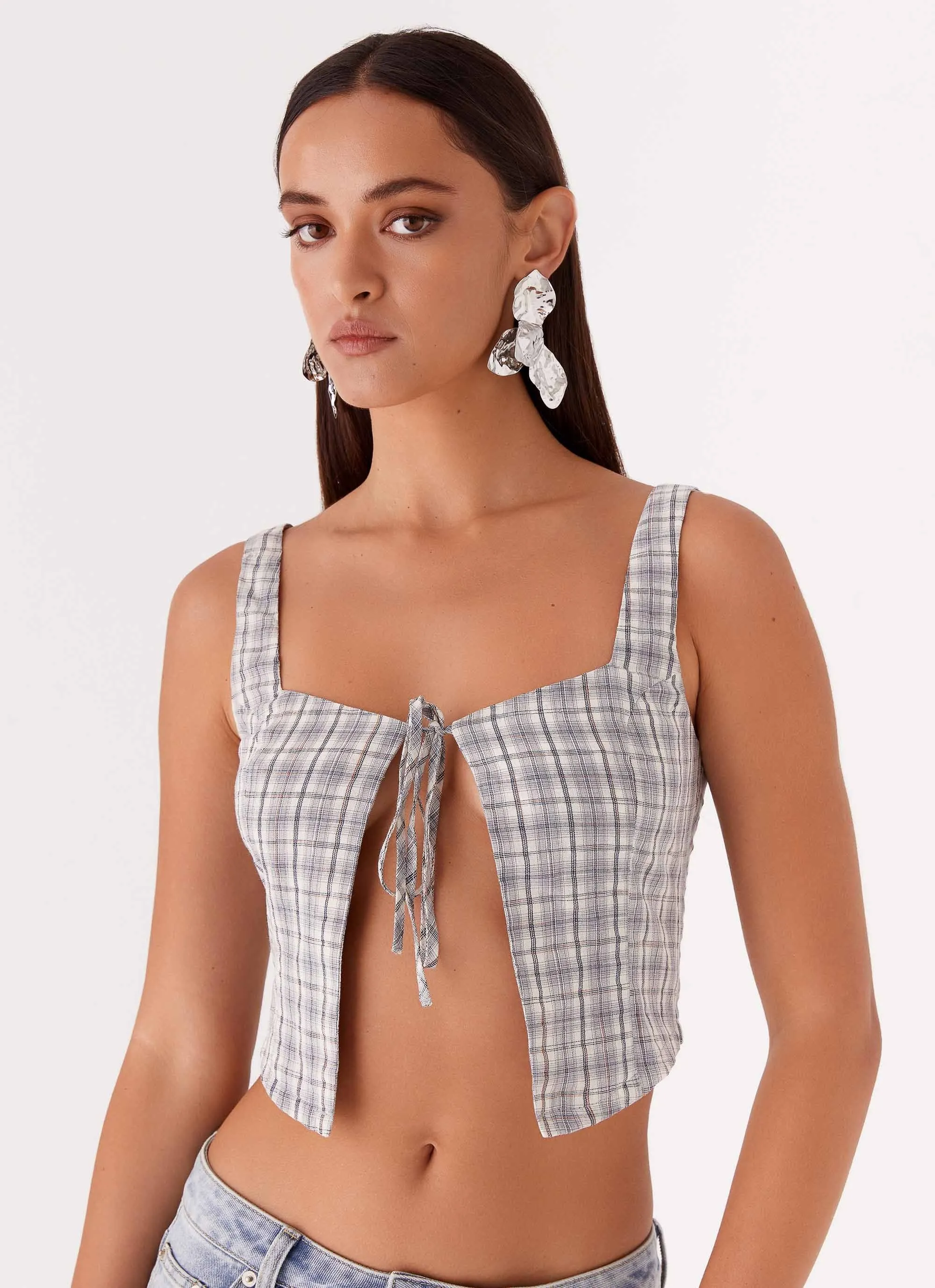 Oasis Dreams Tie Top - Check sold by Peppermayo product image thumbnail 5