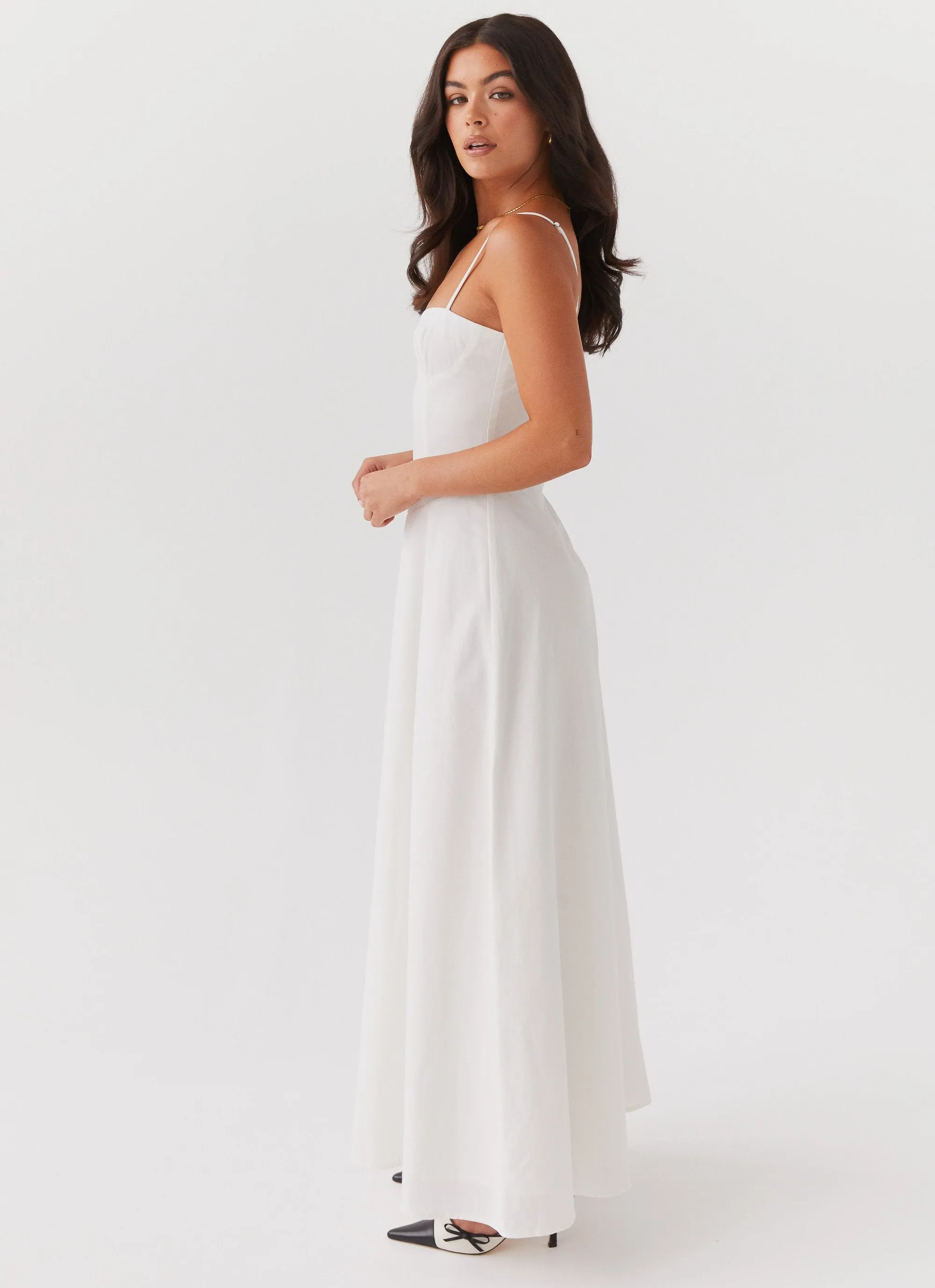 Angelina Linen Maxi Dress - White sold by Peppermayo product image thumbnail 3