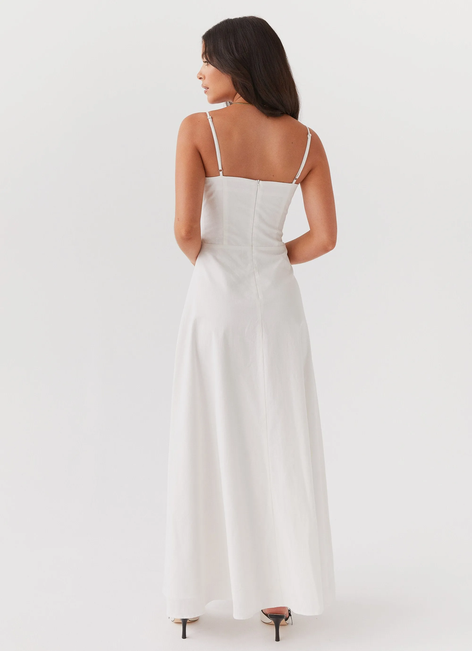 Angelina Linen Maxi Dress - White sold by Peppermayo product image thumbnail 4