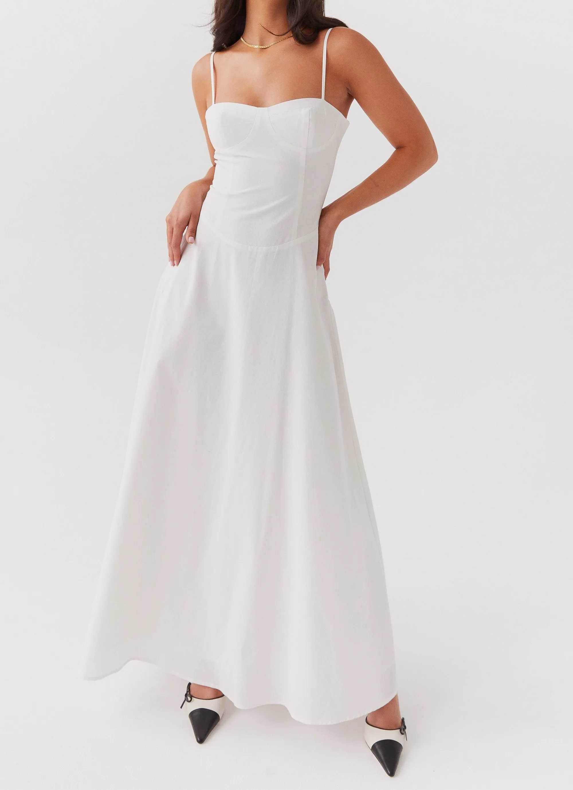 Angelina Linen Maxi Dress - White sold by Peppermayo product image thumbnail 5