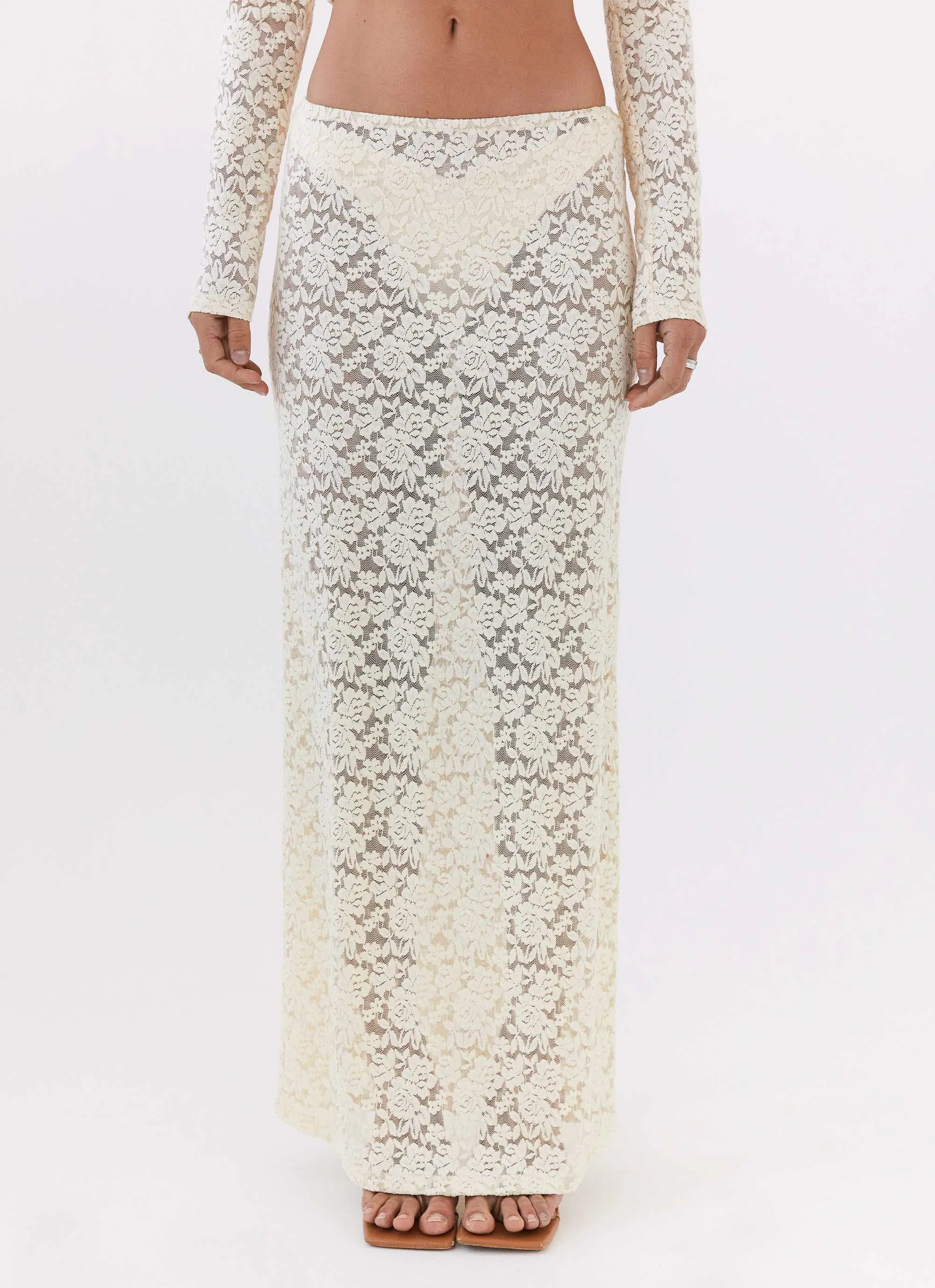Zephyra Lace Maxi Skirt - Natural sold by Peppermayo product image thumbnail 5