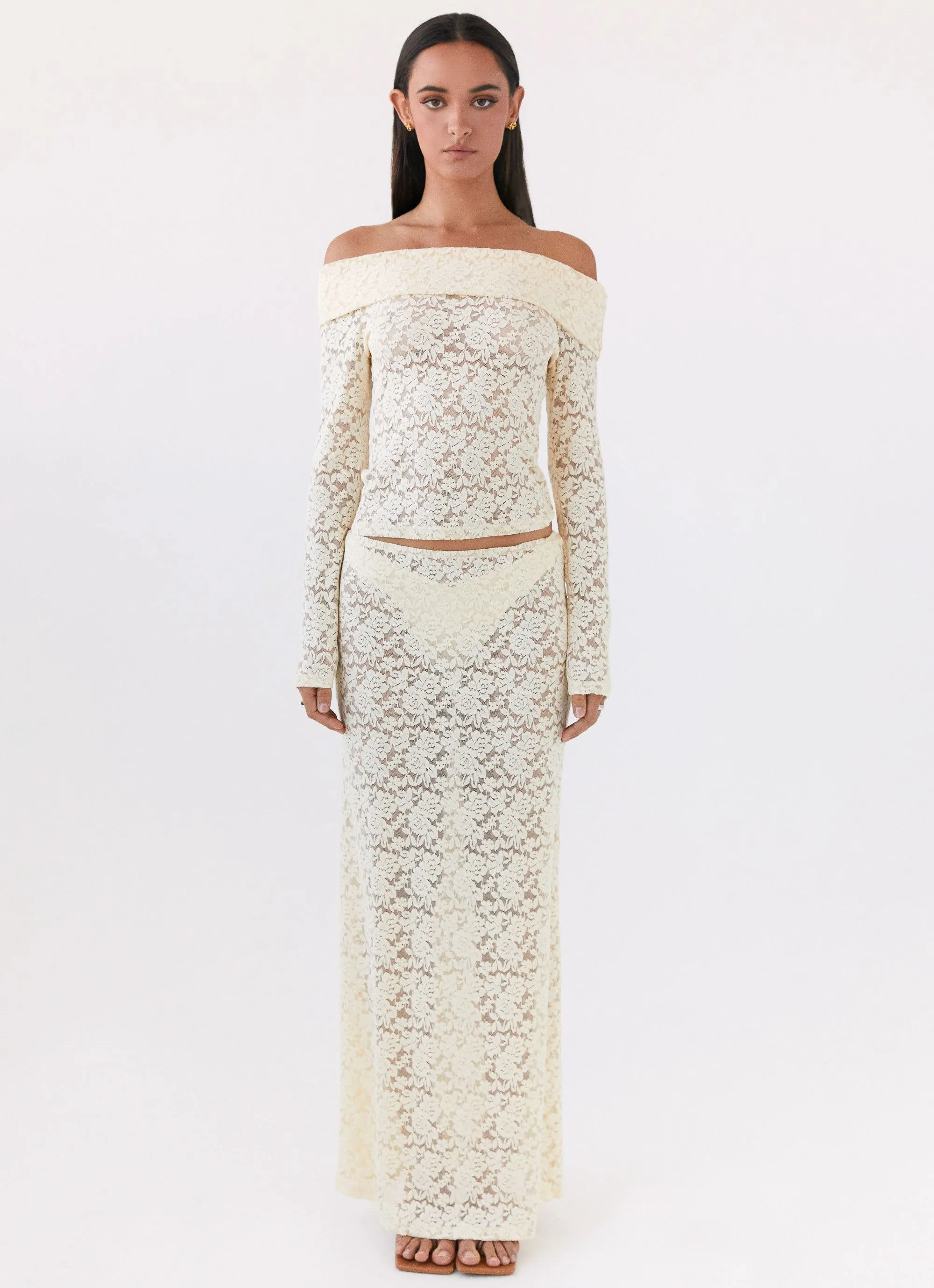 Zephyra Lace Maxi Skirt - Natural sold by Peppermayo product image thumbnail 2