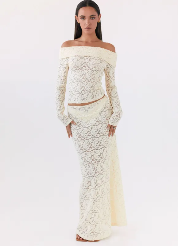 Zephyra Lace Maxi Skirt - Natural sold by Peppermayo