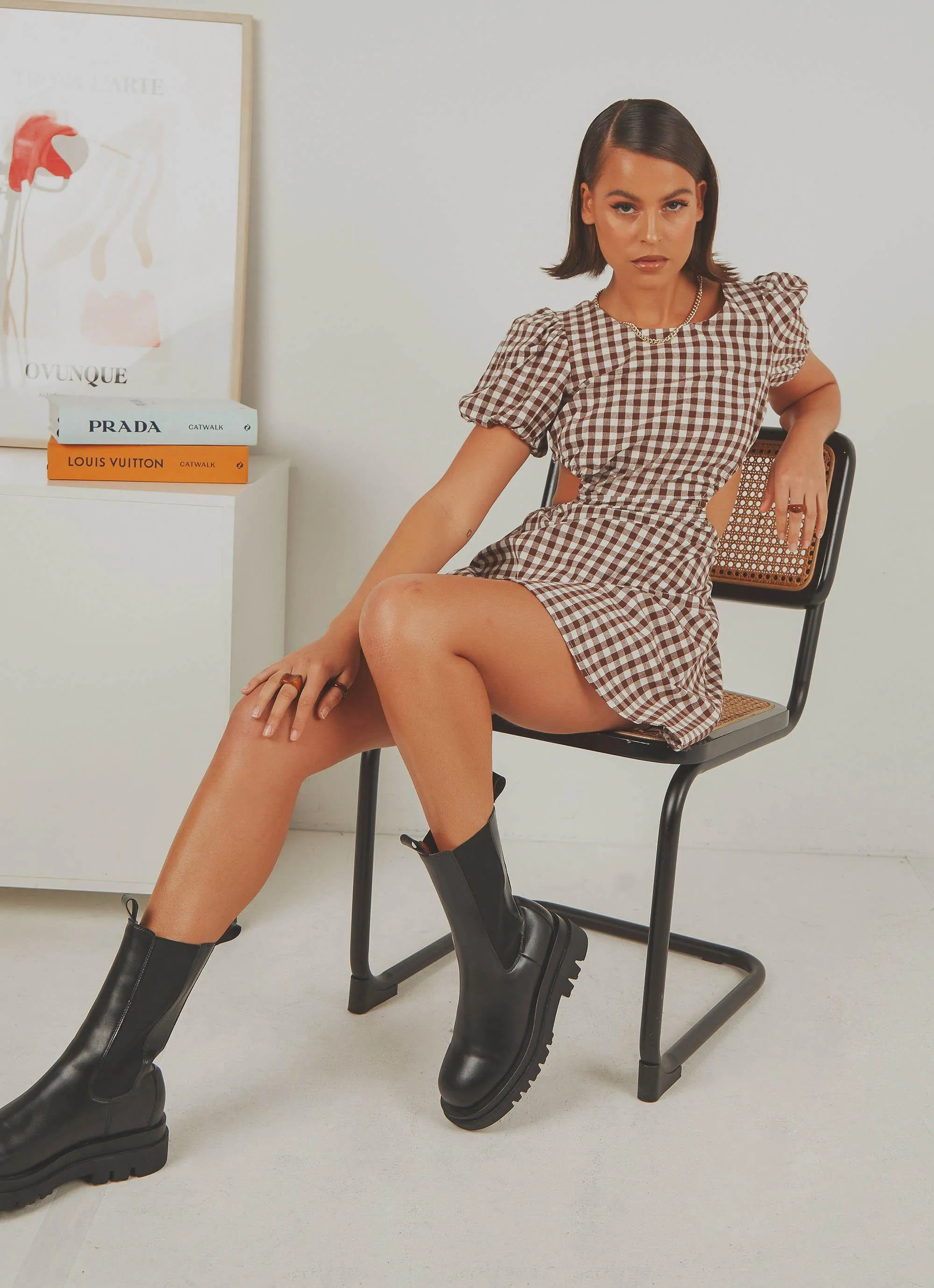 Anglais Mini Dress - Choc Brown Gingham sold by Peppermayo product image thumbnail 2