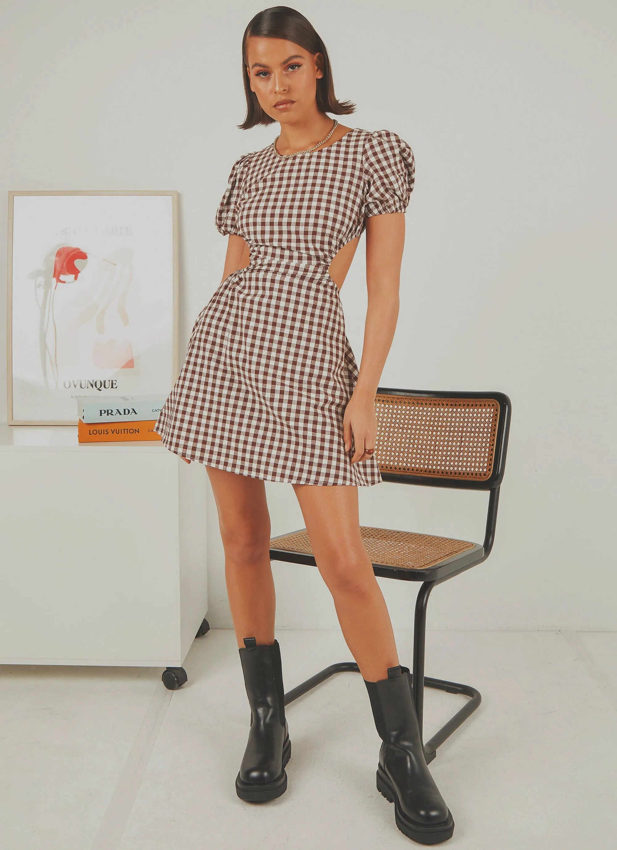Anglais Mini Dress - Choc Brown Gingham sold by Peppermayo product image thumbnail 3
