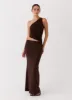 Seranella One Shoulder Maxi Dress - Chocolate sold by Peppermayo