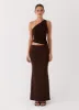 Seranella One Shoulder Maxi Dress - Chocolate sold by Peppermayo