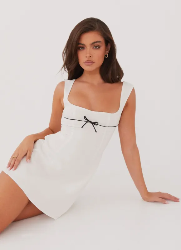 Cadence Mini Dress - White sold by Peppermayo