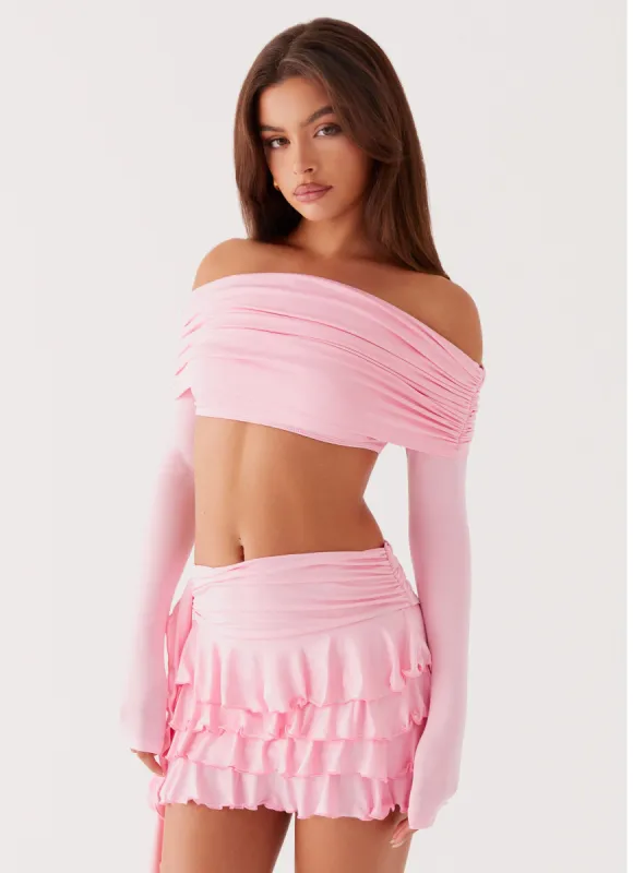Bardot Frill Mini Skirt - Candy Pink sold by Peppermayo