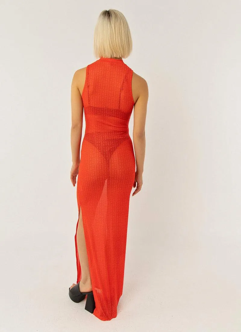Cool To Be Kind Mesh Dress - Tangerine Monogram sold by Peppermayo product image thumbnail 4