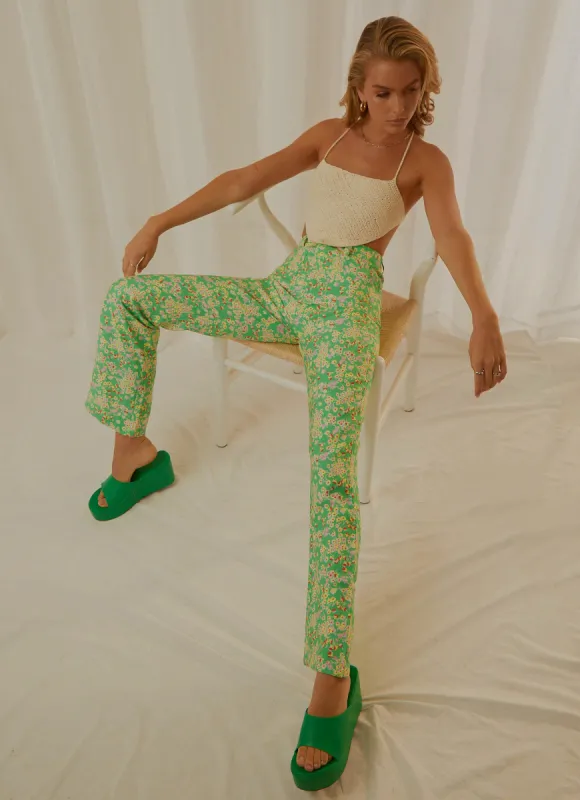 Jade Floral Bootcut Pant - Apple sold by Peppermayo