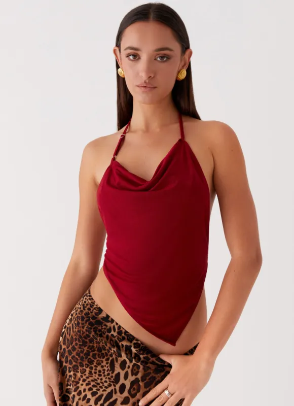 Caley Lee Asymmetric Top - Red sold by Peppermayo
