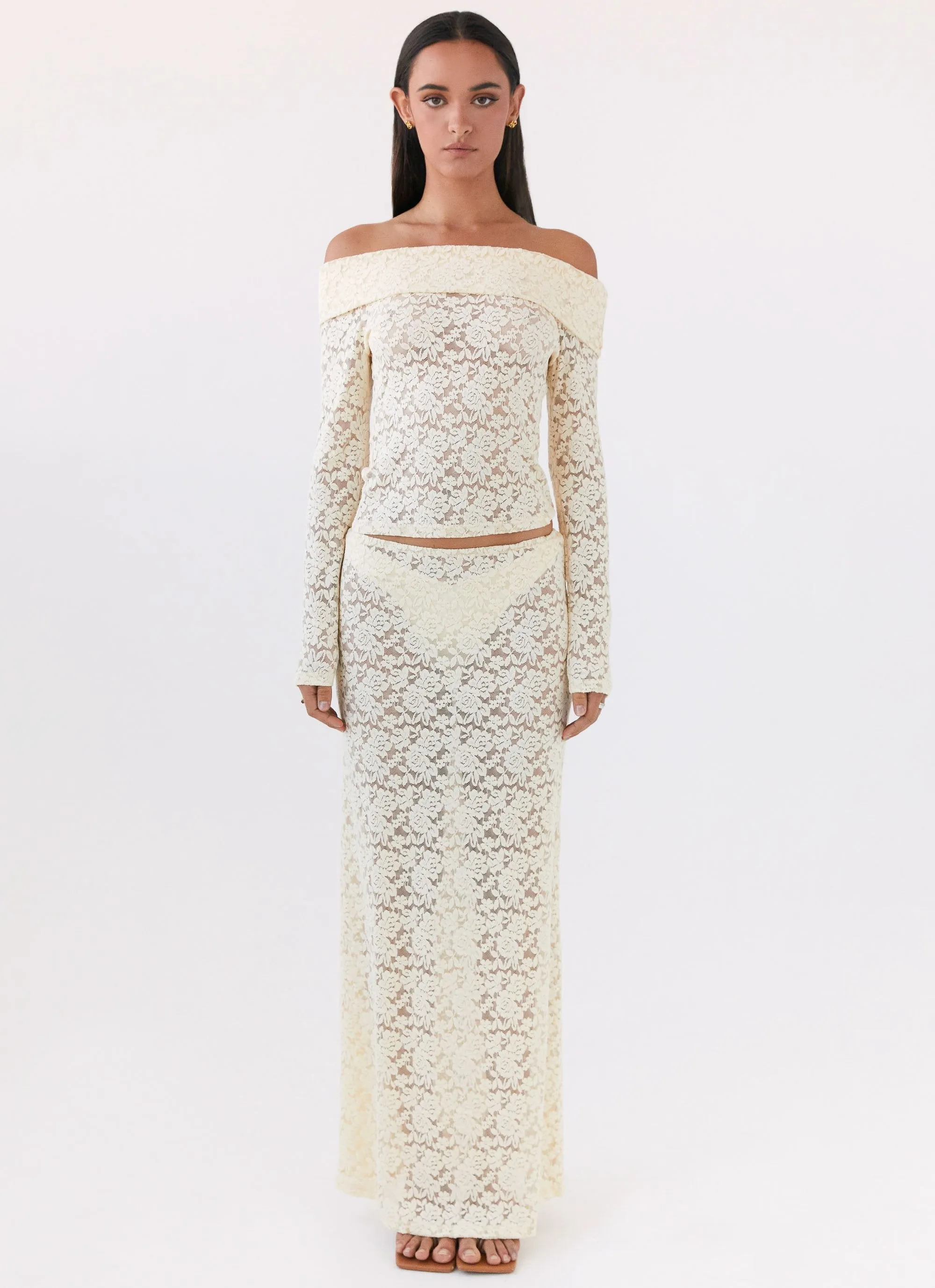 Zephyra Lace Long Sleeve Top - Natural sold by Peppermayo product image thumbnail 2