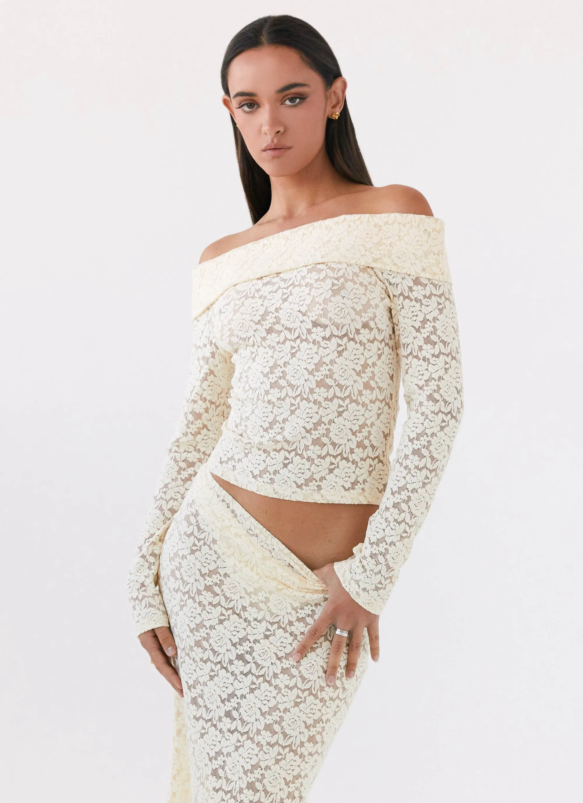 Zephyra Lace Long Sleeve Top - Natural sold by Peppermayo product image thumbnail 5