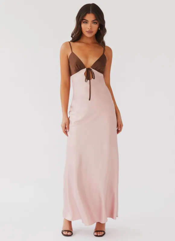Flora Satin Maxi Dress - Blush Dreams sold by Peppermayo