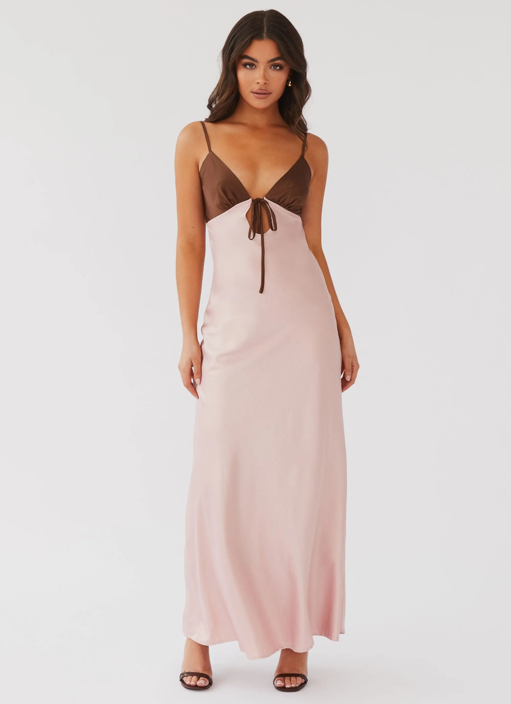 Flora Satin Maxi Dress - Blush Dreams sold by Peppermayo
