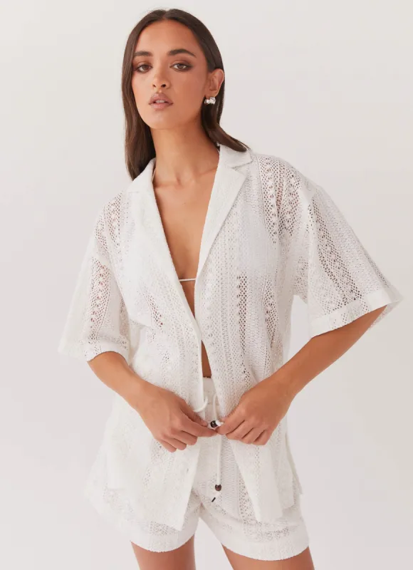 Sun Catcher Knit Oversized Shirt - Ivory sold by Peppermayo