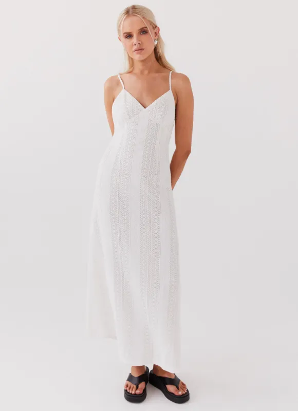 Riveria Knit Maxi Dress - White sold by Peppermayo