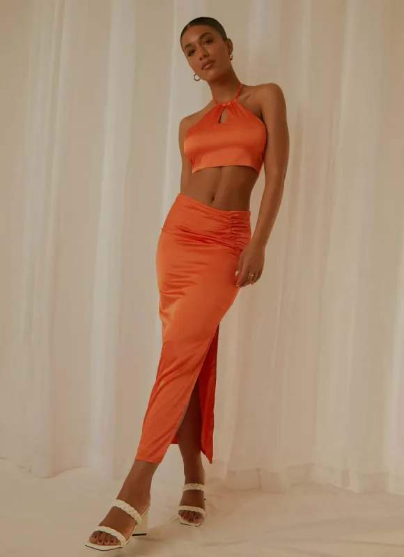 Monaco Maxi Skirt - Orange sold by Peppermayo