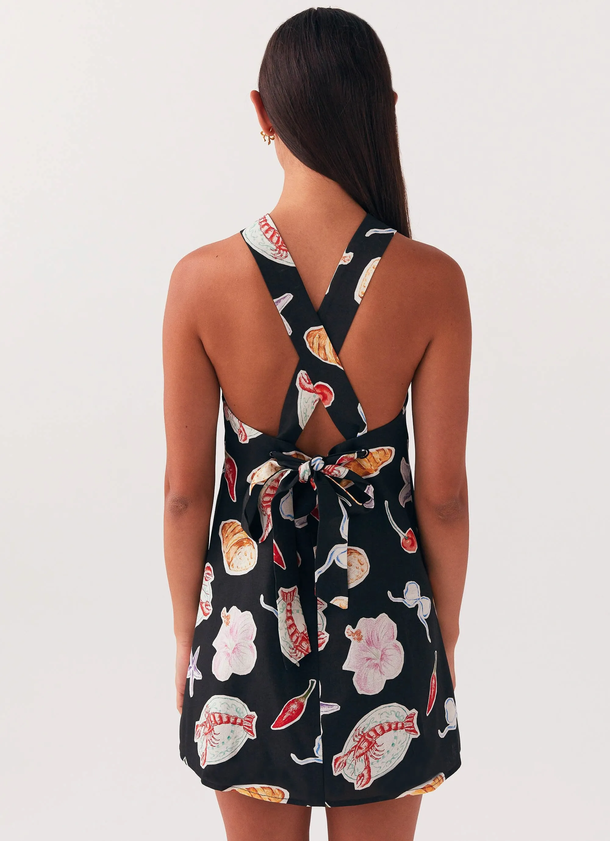 Keira Linen Mini Dress - Black Banchetto sold by Peppermayo product image thumbnail 4