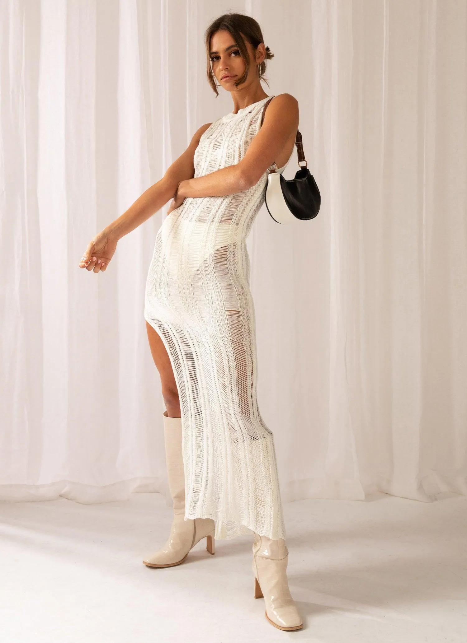 Perri Ladder Knit Maxi Dress - Ivory sold by Peppermayo product image thumbnail 2