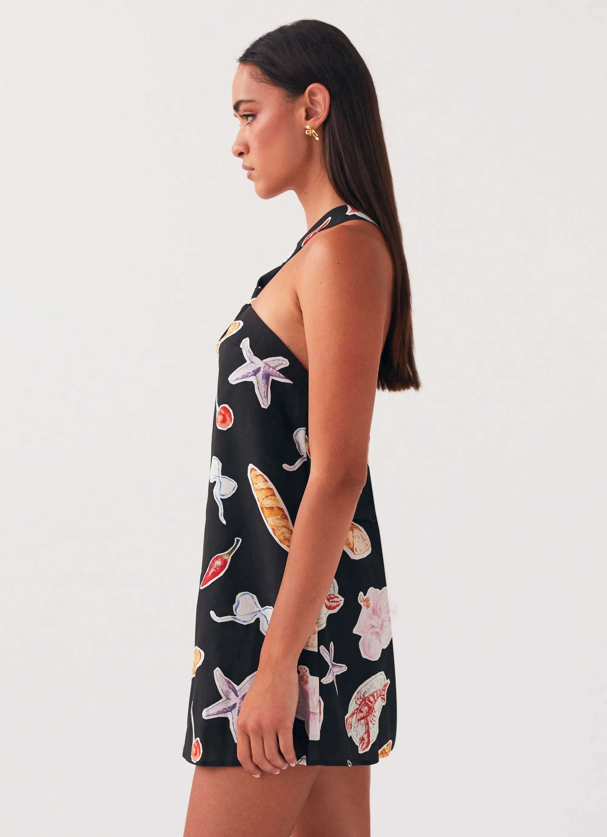 Keira Linen Mini Dress - Black Banchetto sold by Peppermayo product image thumbnail 3