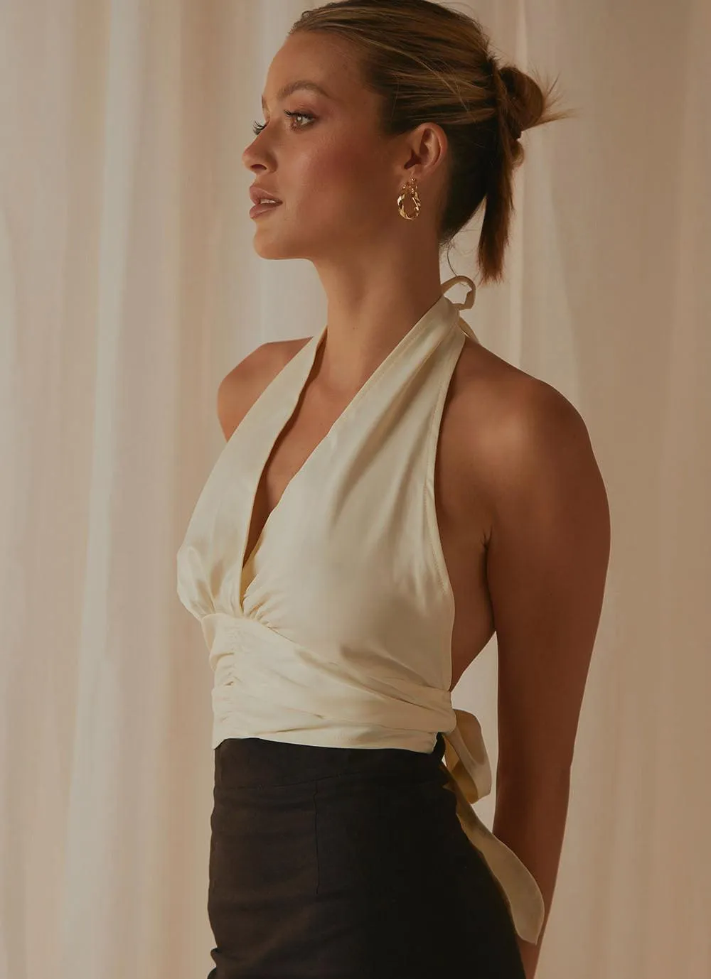 Betty Halter Neck Top - Ivory sold by Peppermayo