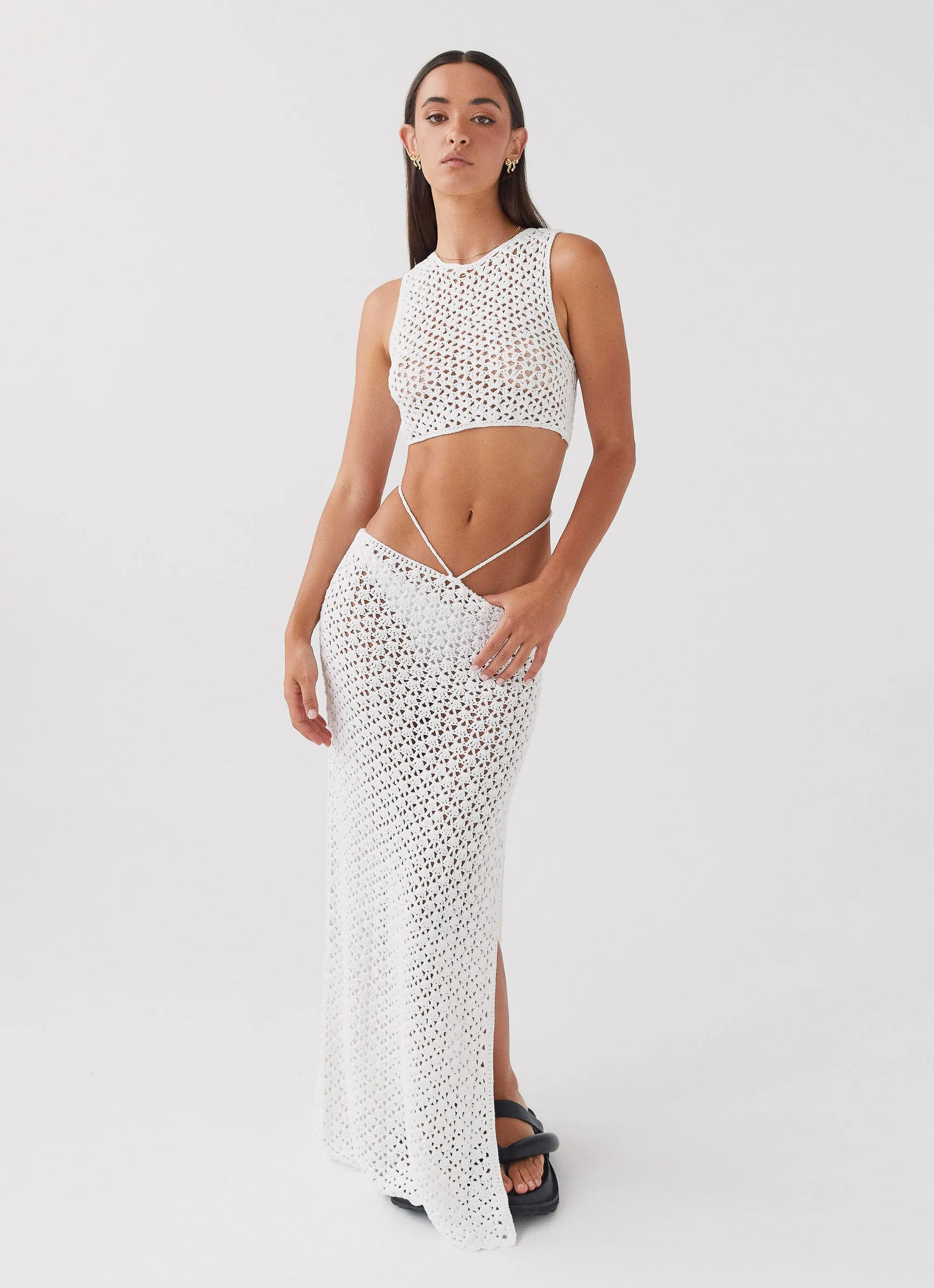 Mabel Bay Crochet Maxi Skirt - White sold by Peppermayo