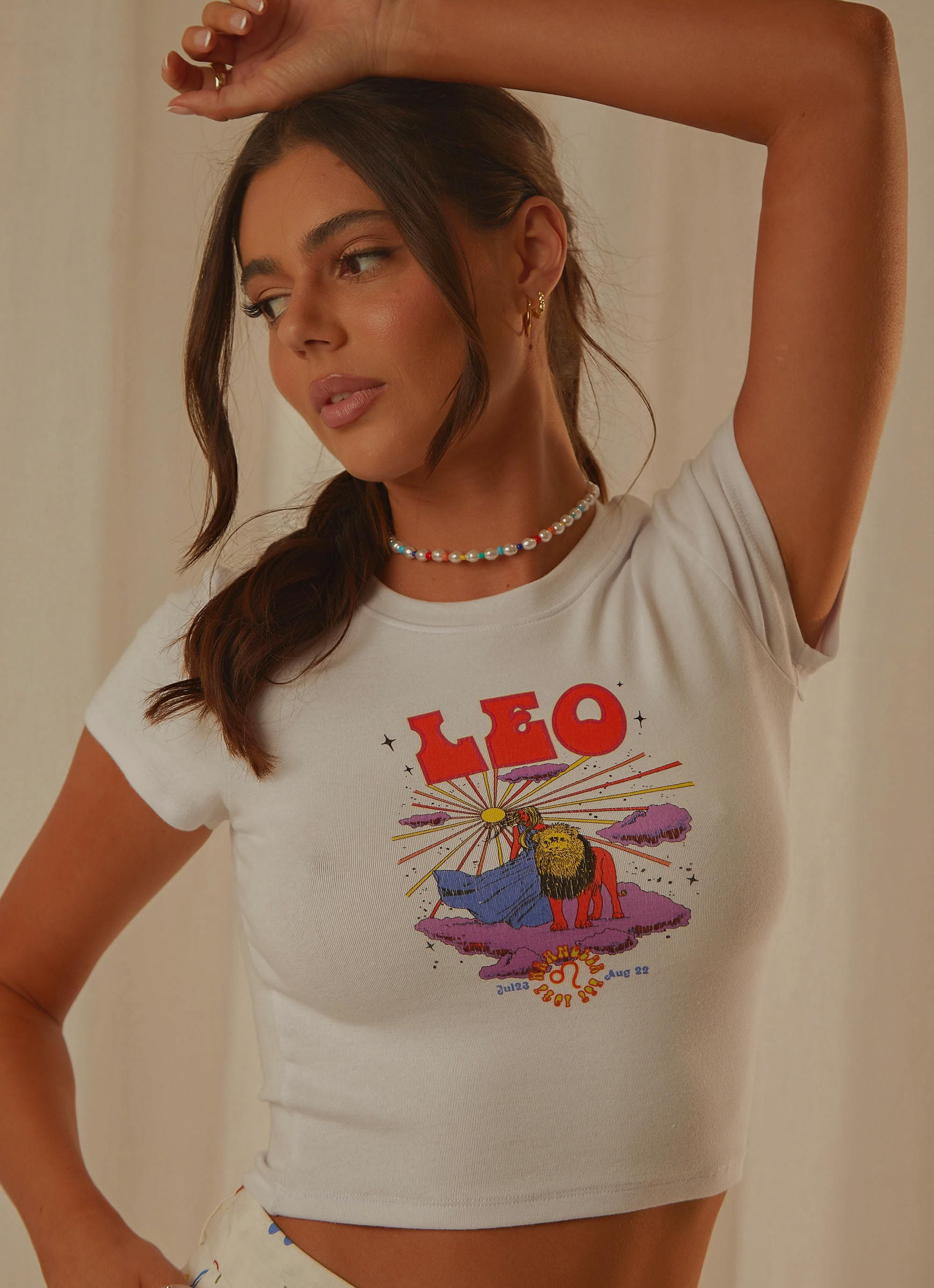 Leo Baby Tee - White sold by Peppermayo