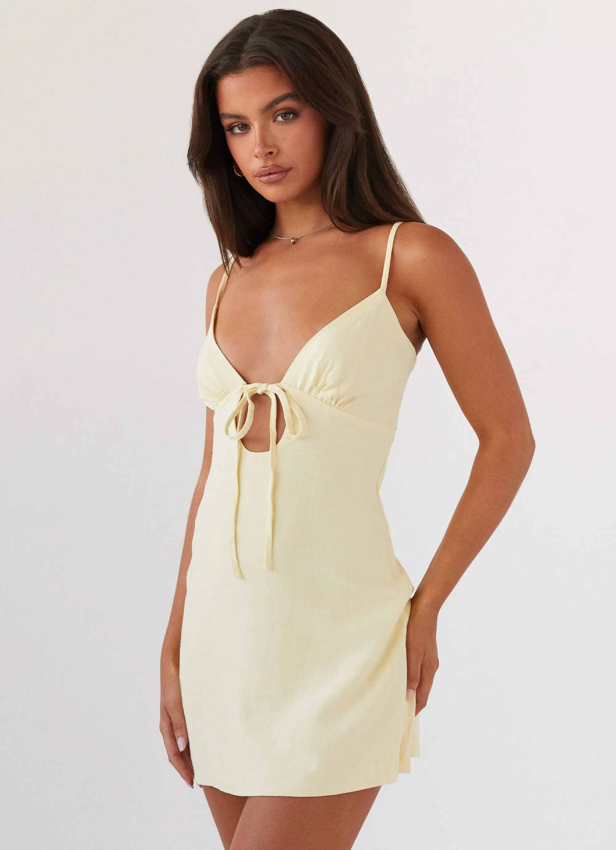 Flora Linen Mini Dress - Lemon sold by Peppermayo product image thumbnail 4