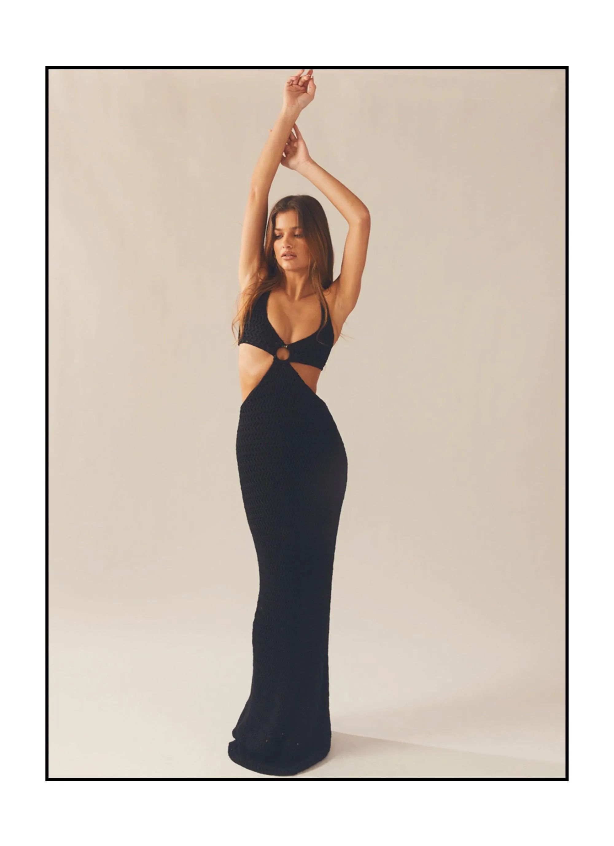 Havana Crochet Maxi Dress - Black sold by Peppermayo