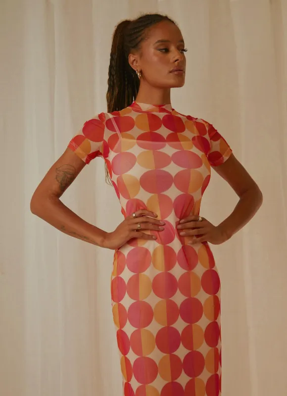 Remix Mesh Maxi Dress - Sunset Geo sold by Peppermayo