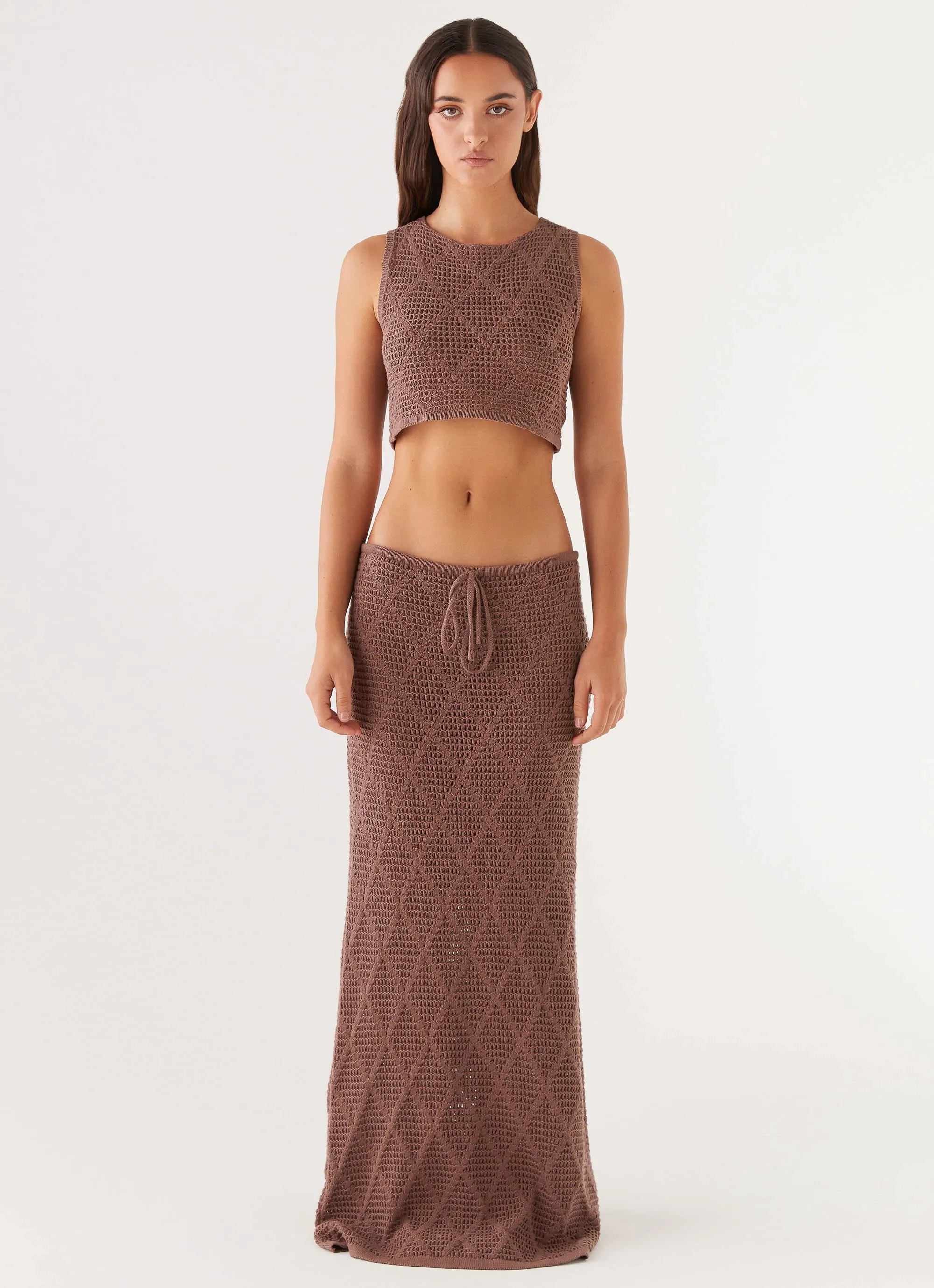 Santonio Crochet Maxi Skirt - Chocolate sold by Peppermayo product image thumbnail 3